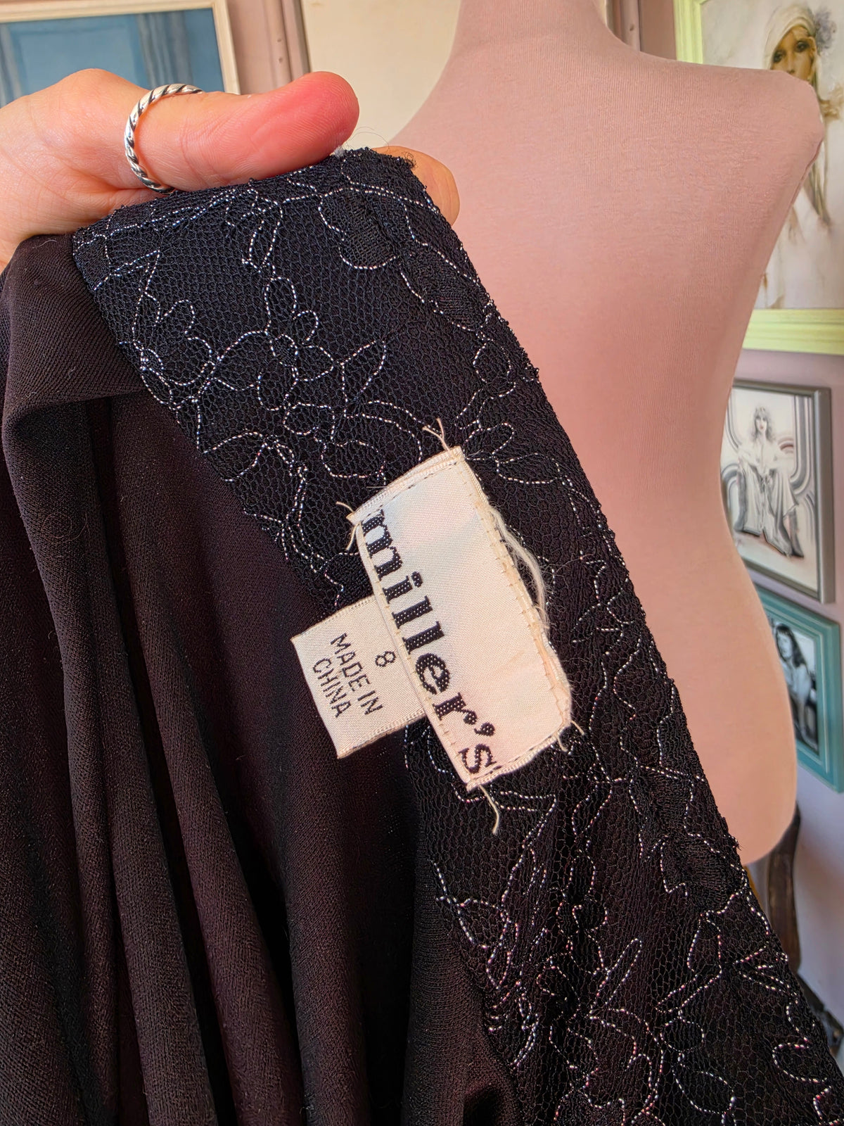 Vintage Y2K Millers Floral Whimsigoth Net Midi Skirt - 6-8