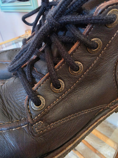 Vintage 1990s Kickers Leather Brown Classic Kick Hi Ankle Shoes - Size 8