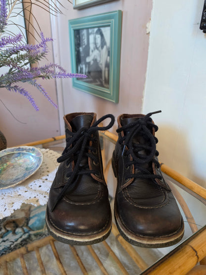 Vintage 1990s Kickers Leather Brown Classic Kick Hi Ankle Shoes - Size 8