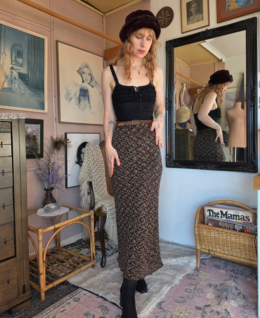 Vintage circa Y2K Pagani Whimsigothic Mesh Overlay Ruffled Crop - size 6-8