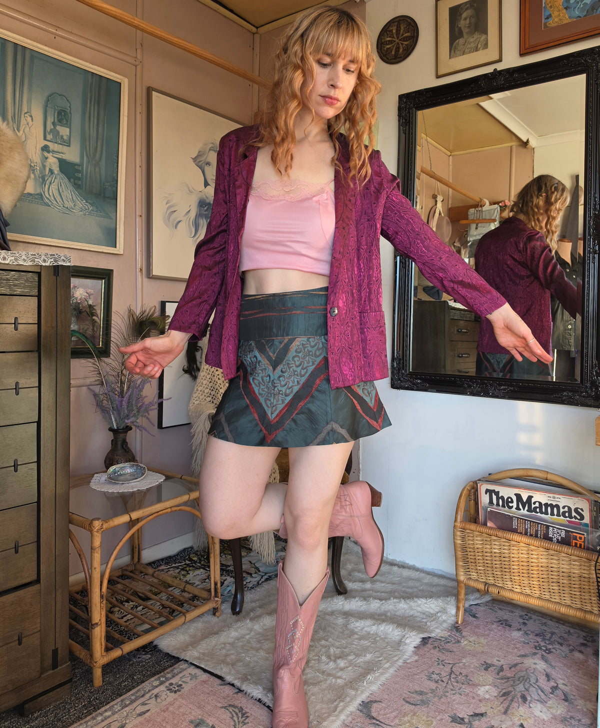 Vintage circa 1980s Target Metallic Disco Plum Blazer - size 8-10
