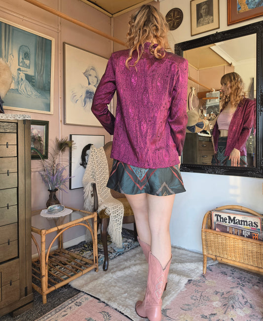 Vintage circa 1980s Target Metallic Disco Plum Blazer - size 8-10