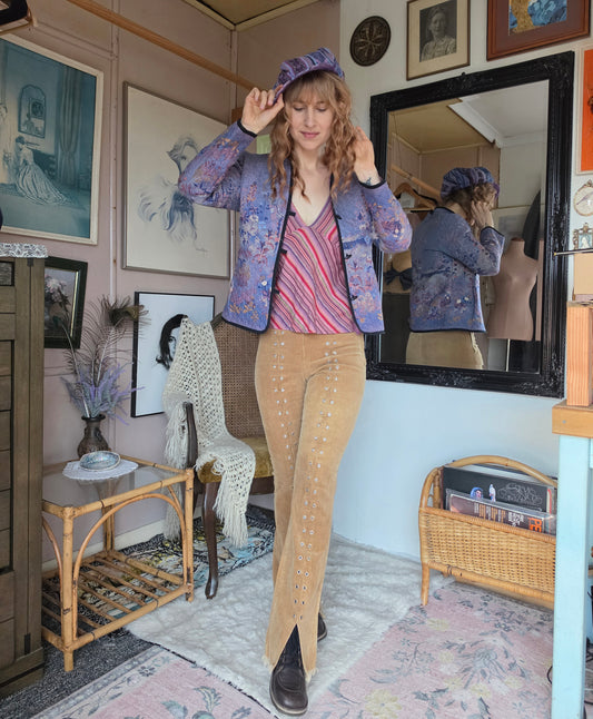 Vintage 1960s Another Dreamland Product Quilted Floral Jacket - size 8-10