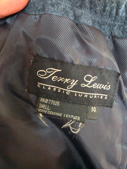 Vintage 1990s Terry Lewis Classic Luxuries Scalloped Leather Suede Midi Skirt - size 6-8