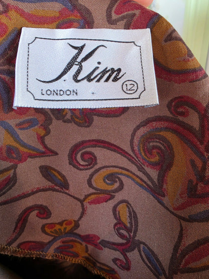 Vintage 1980s Kim London Paisley Drop-Waist Mini Dress - size 6-8