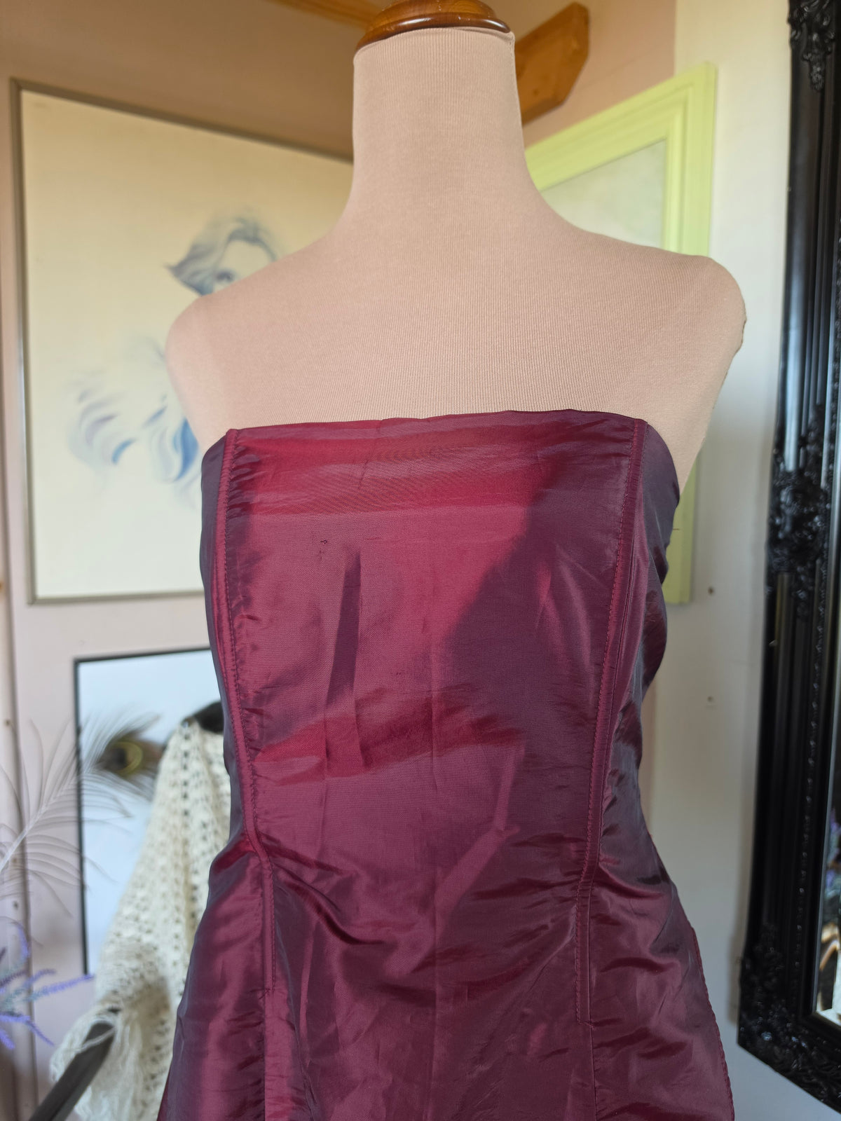 Vintage Y2K Staxs Dark Romantic Merlot Lace Ball Gown - 10-12
