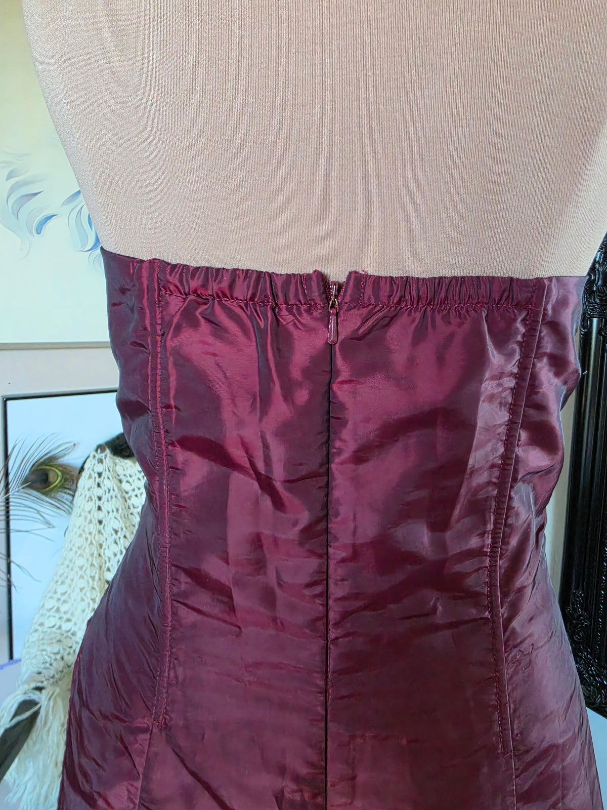 Vintage Y2K Staxs Dark Romantic Merlot Lace Ball Gown - 10-12