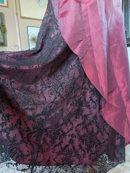 Vintage Y2K Staxs Dark Romantic Merlot Lace Ball Gown - 10-12