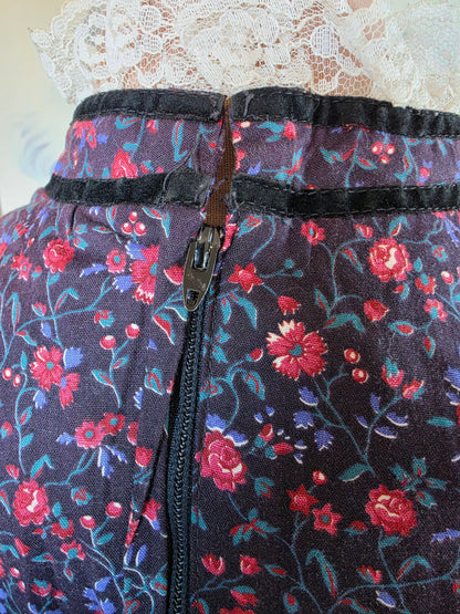 Vintage 1970s Candi Jones California Western Floral Prairie Midi Dress - 6-8