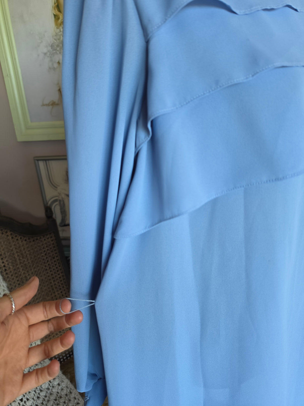 Vintage 1970s Enid H Baby Blue Mini Dress - size 10-12