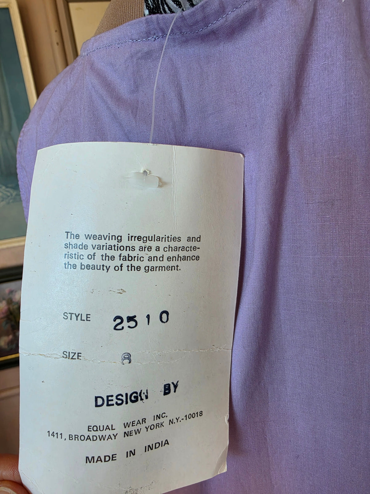 Vintage 1980s Deadstock Blossoms Lavender Drop Waist Midi Dress - size 8