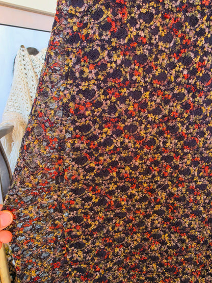 Vintage 1990s Zardi Boho Embroidered Floral Mesh Midi Skirt - 8-10