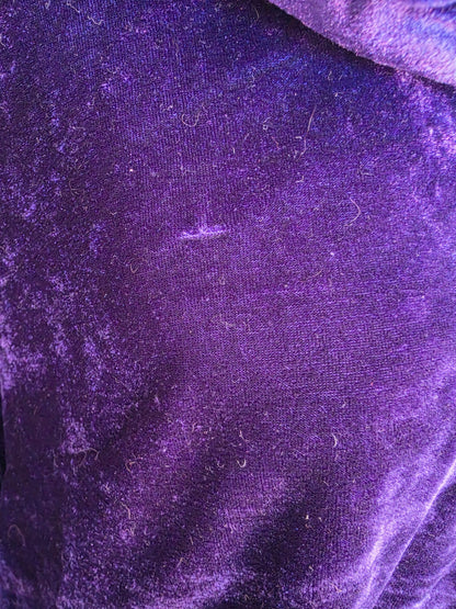 Vintage circa Y2K La Strada Blueberry Velvet Long Sleeve Ruffle Mini Dress - size 8-12