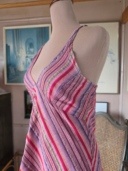 Vintage circa Y2K Creative Touch Dusky Rose Asymmetrical Stripe Singlet Top - size 6-8