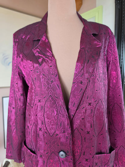 Vintage circa 1980s Target Metallic Disco Plum Blazer - size 8-10