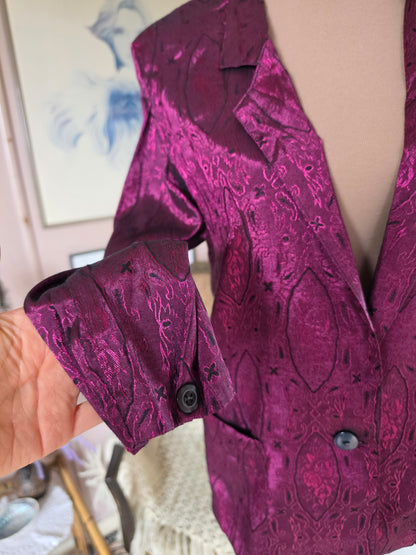 Vintage circa 1980s Target Metallic Disco Plum Blazer - size 8-10