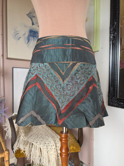 Vintage Y2K Merric Geometric Tapestry Print Mini Skirt - size 8