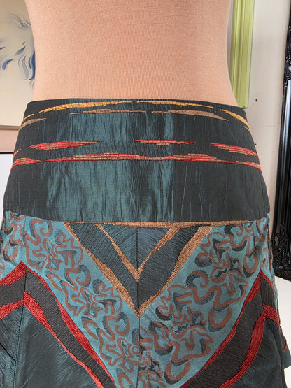 Vintage Y2K Merric Geometric Tapestry Print Mini Skirt - size 8