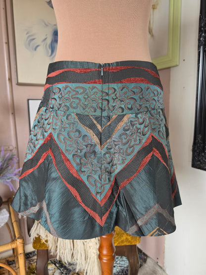 Vintage Y2K Merric Geometric Tapestry Print Mini Skirt - size 8