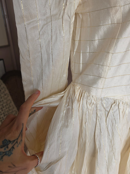 Vintage circa 1960s Buttermilk and Gold Princess Mini Dress - size 4-6