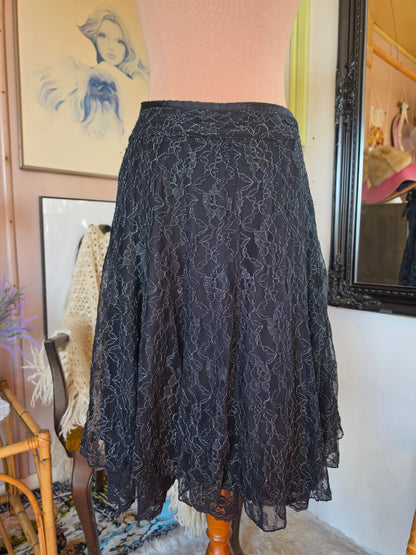 Vintage Y2K Millers Floral Whimsigoth Net Midi Skirt - 6-8