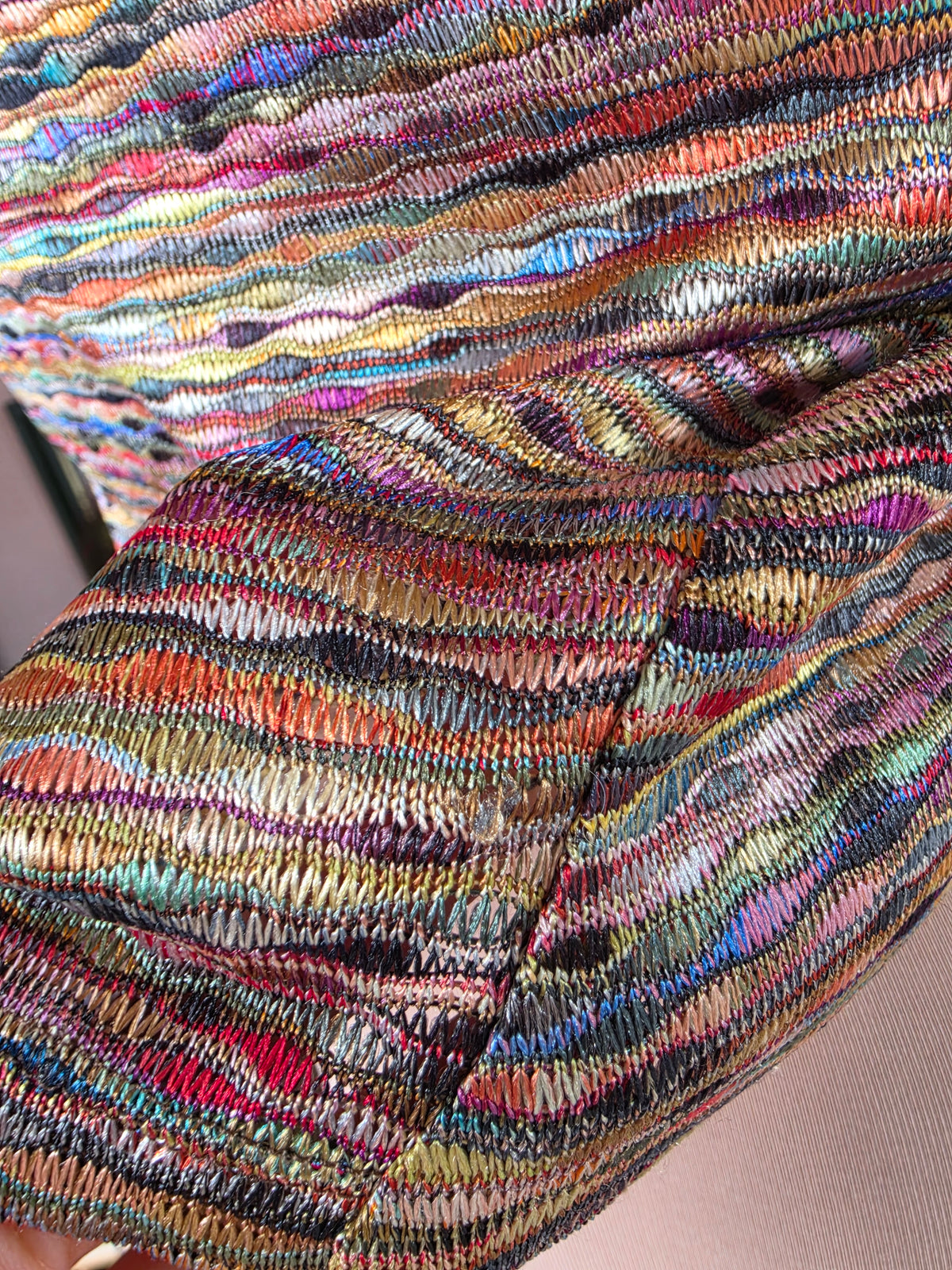 Vintage circa 1990s Just Jeans Rainbow Multicolour Sleeveless Bolero Top - size 8-10