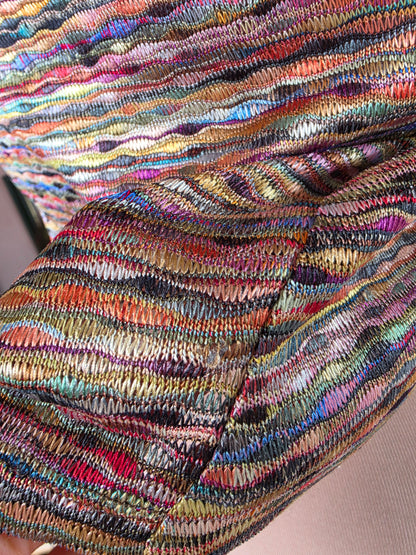 Vintage circa 1990s Just Jeans Rainbow Multicolour Sleeveless Bolero Top - size 8-10