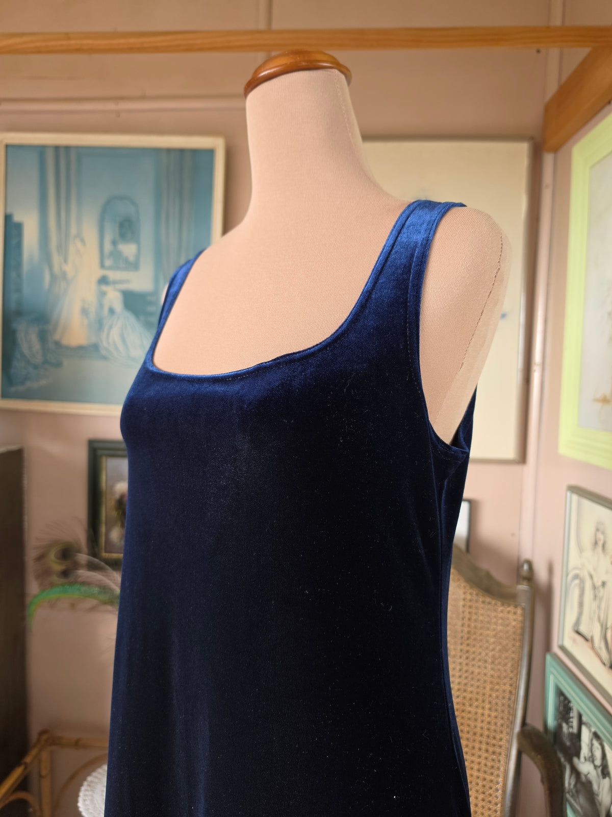 Vintage circa Y2K Glassons Dark Blueberry Velvet Maxi Dress - 8-10