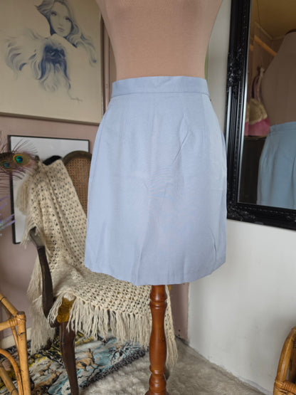 Vintage 1970s London Affair Pastel Blue Mini Skirt - size 8