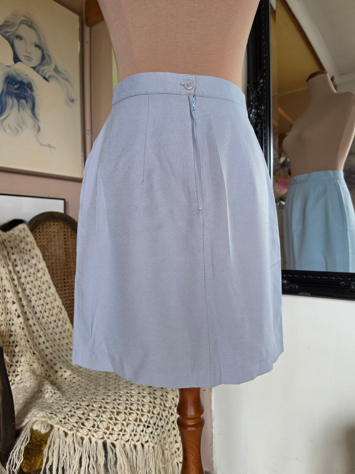 Vintage 1970s London Affair Pastel Blue Mini Skirt - size 8