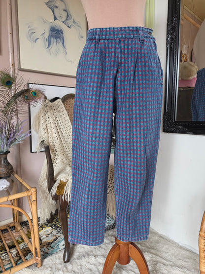 Vintage 1980s Sasson High Rise Checkered Print Cropped Mom Jeans - size 8-9
