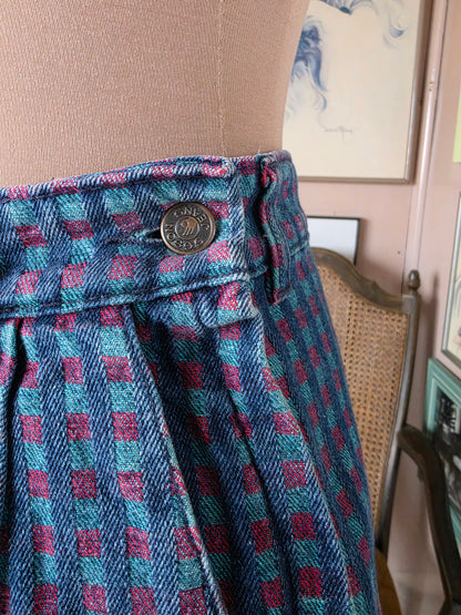 Vintage 1980s Sasson High Rise Checkered Print Cropped Mom Jeans - size 8-9