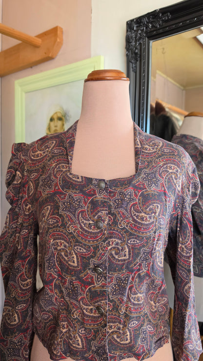 Vintage circa 1980s Queens Bohemian Cropped Top - size 6-8