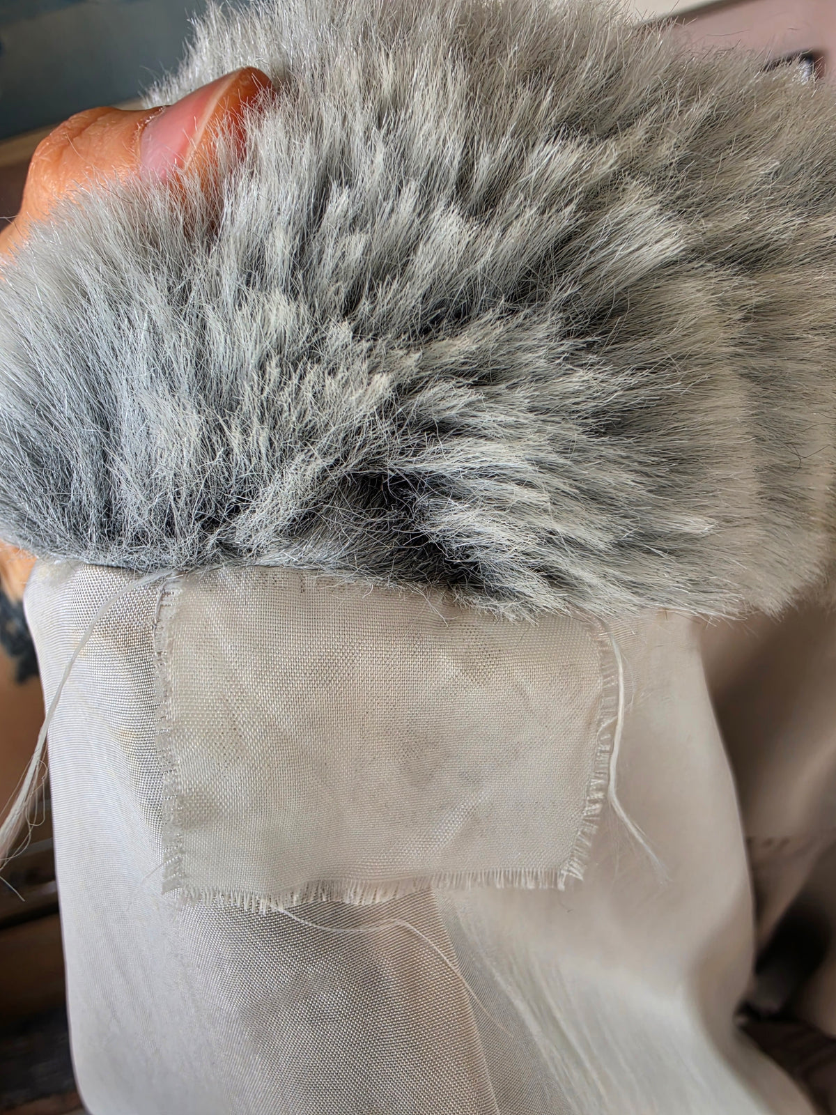 Vintage 1970s Hy Rose Grey & Steel Blue Faux Fur Coat - size 8-12