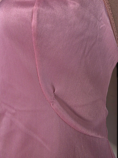 Vintage 1990s Bendon Ballet Pink Camisole with Peachy Lace Edging - size 8