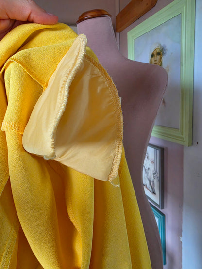 Vintage circa 1980s Staxs Neon Lemon Colour Block Top - size 8-10