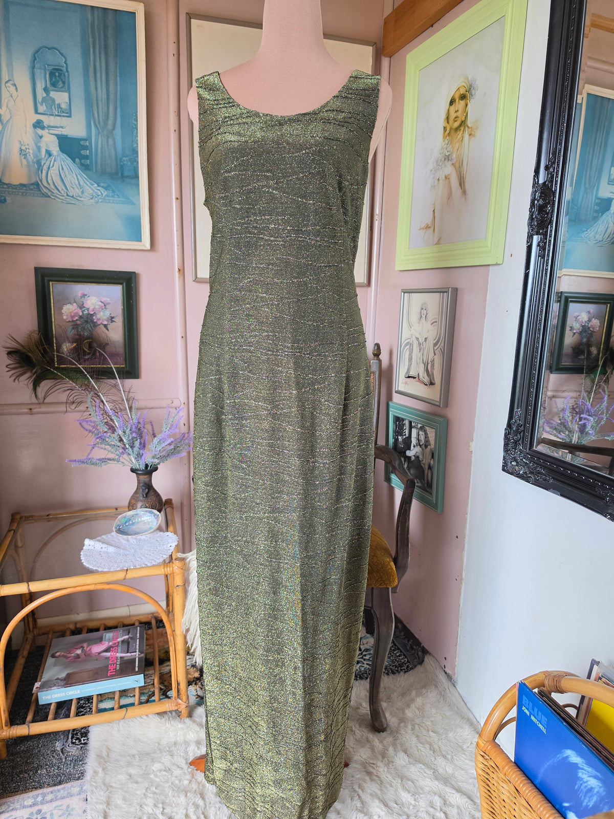 Vintage 1980s Jaki K Sydney Gold Dust Shimmer Gown - size 12