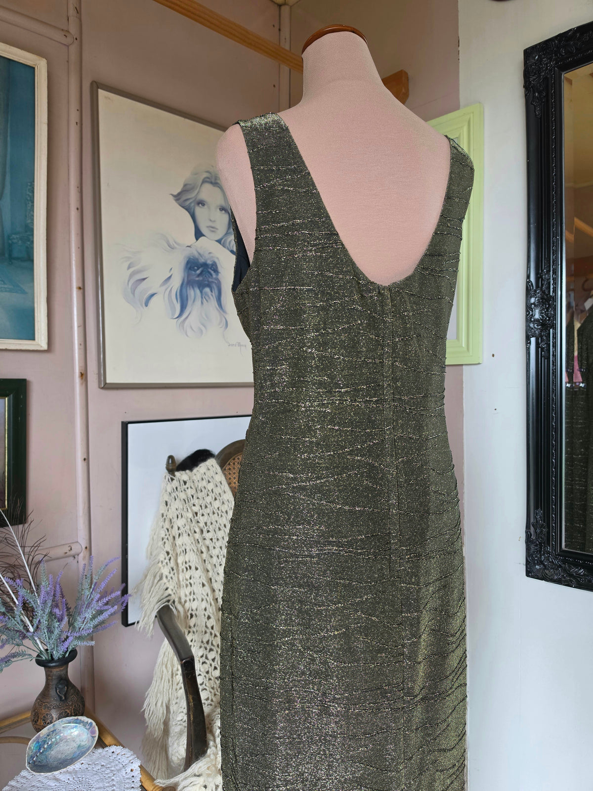 Vintage 1980s Jaki K Sydney Gold Dust Shimmer Gown - size 12