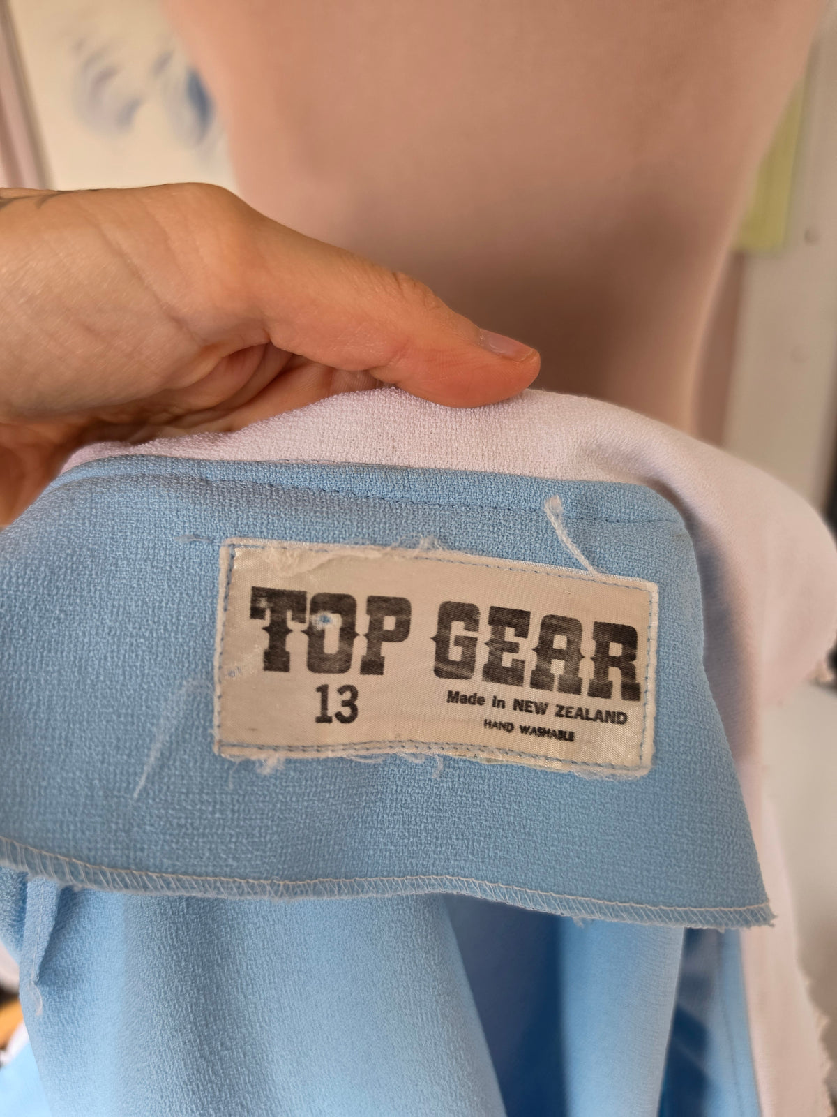 Vintage 1960s Top Gear Alice in Wonderland Powder Blue Babydoll Mini Dress - size 8