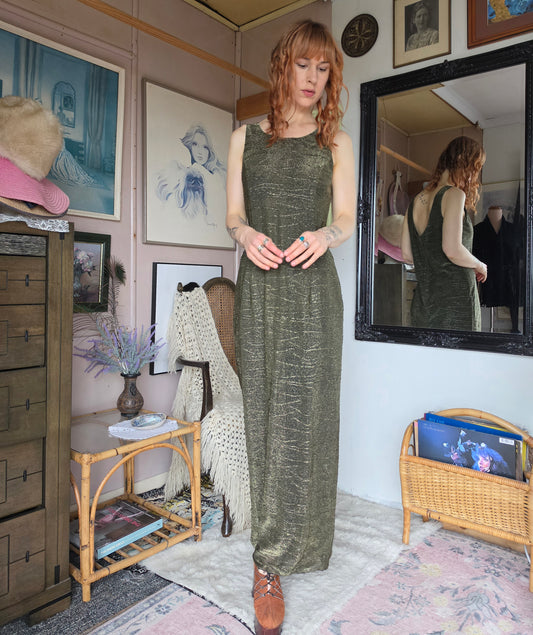 Vintage 1980s Jaki K Sydney Gold Dust Shimmer Gown - size 12