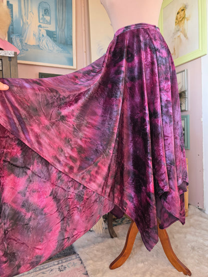Vintage 1990s M-Designs 'Stevie Nicks' Inspired Gothic Witchy Velvet Skirt - size 8-10