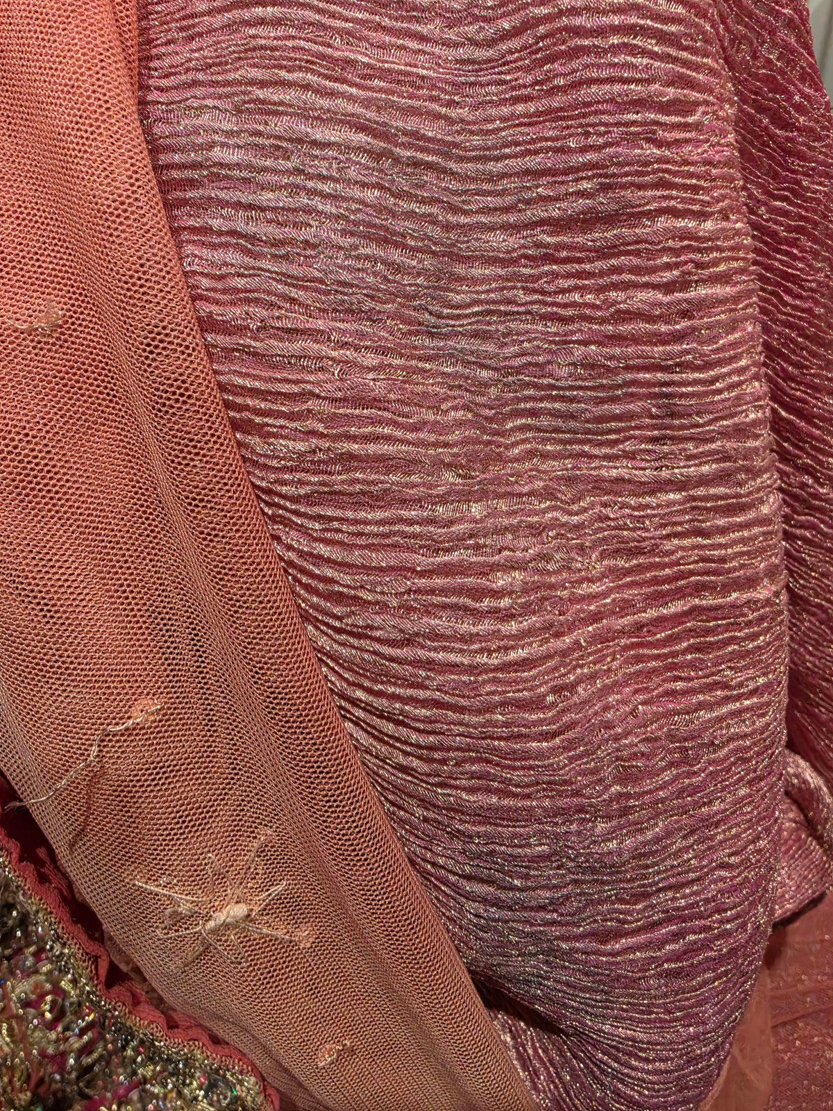 Vintage 1960s Jeannie's Dreamy Genie Beaded Pink Peach Trousers - size 6-8