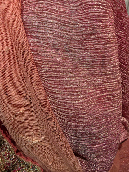 Vintage 1960s Jeannie's Dreamy Genie Beaded Pink Peach Trousers - size 6-8